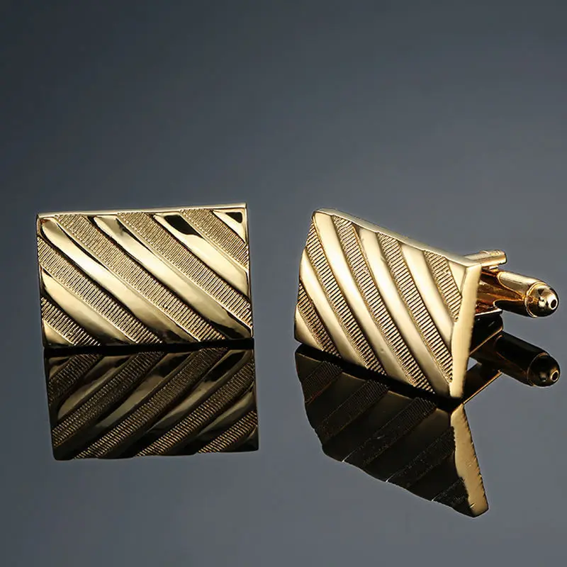 Boutons de manchette Square Enamel Stripes Flower Cuff links gift Men French Shirt Cufflinks Set for man Groomsman Wedding