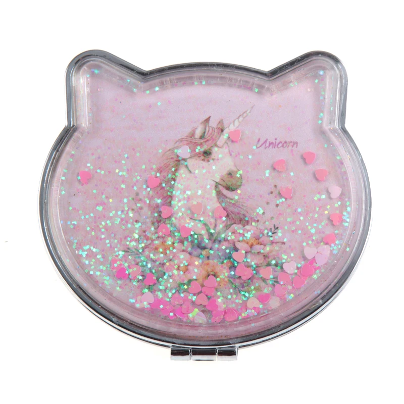 Компактное косметическое зеркало с жидким зыбучим песком