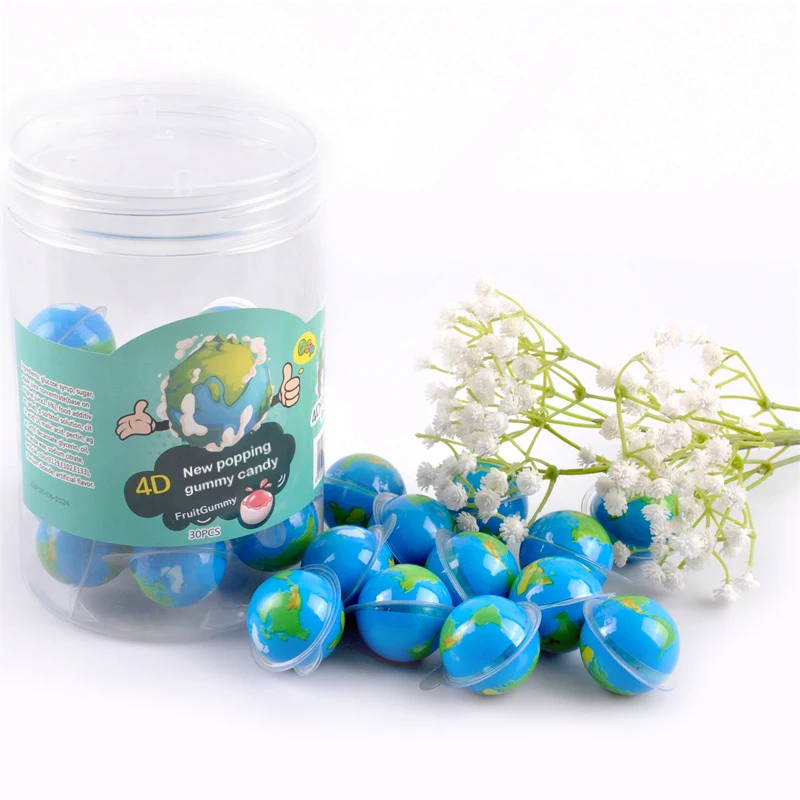 Wholesale New Popping 4D eyeball gummy Sweet gummy plant Earth Shaped CUSTOM SWEET Gummy Candies CANDY BALL