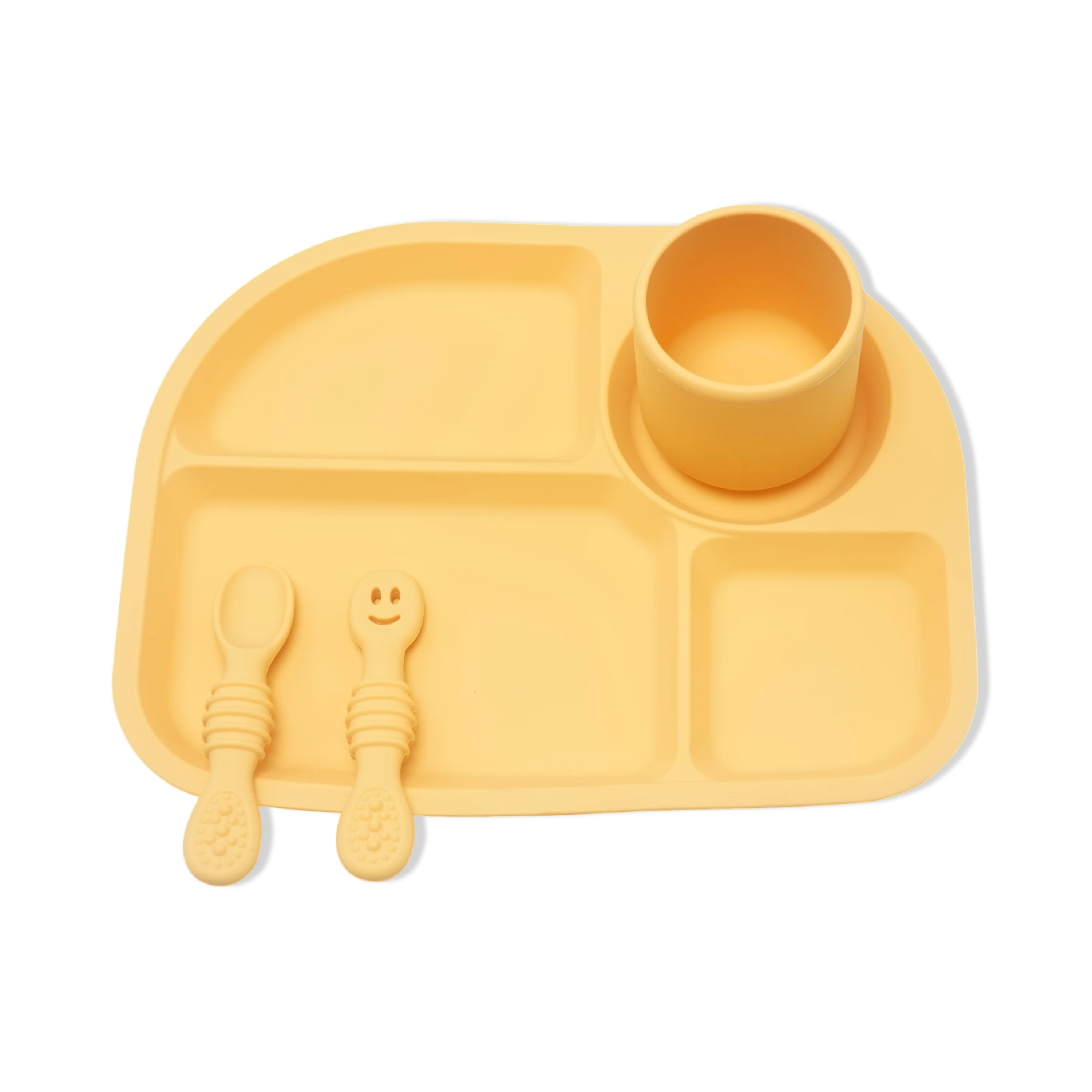 Baby Safety Products Non Toxic Food Grade Bpa Free Silicone Divider Kids Feeding Plate Bowl Set With Spoon