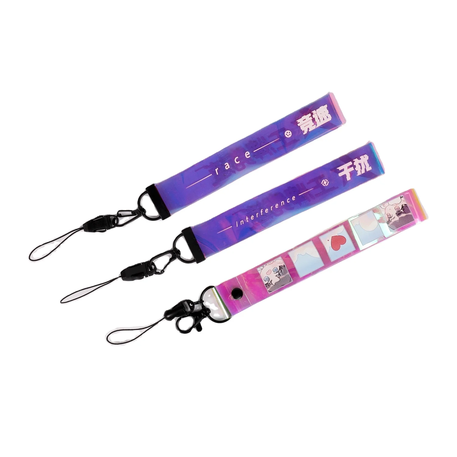 Wholesale Manufacturer Polyester Sublimation Printed Fancy Ribbon Fabric Key Chain Keychain With Short Lanyard