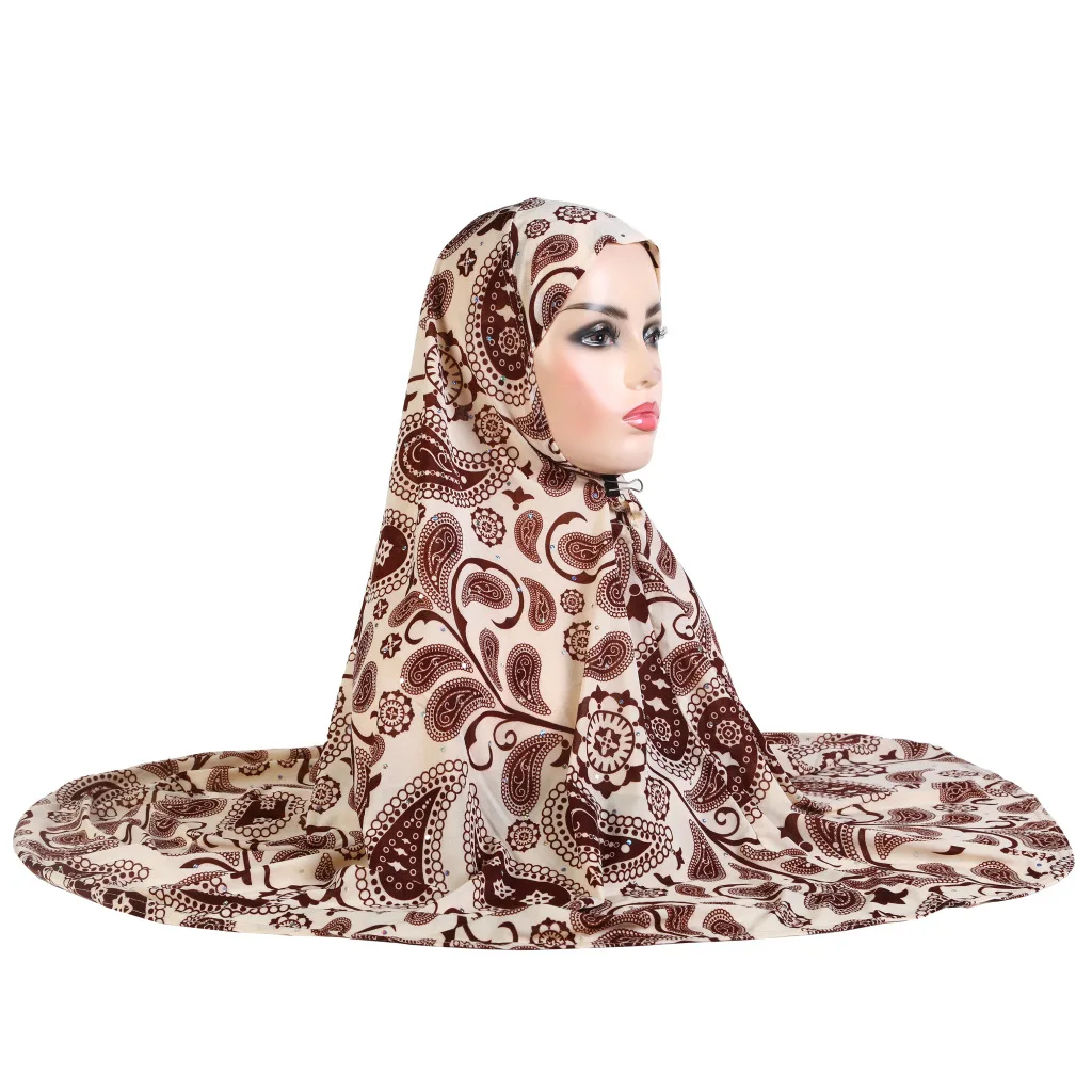 New Ribbed Jersey Malaysia Hijabs Scarf Crepe Hot Selling Printed Instant Hijab