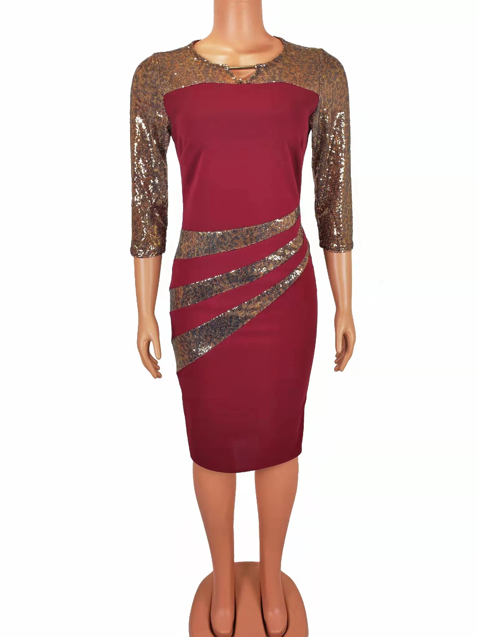 wholesale custom factory price O-neck Women Dresses Long Sleeves Slim Hip wrapped african Pencil Plus Size Office Lady Dress