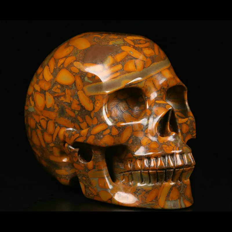 Wholesale Hand Carved Natural Huge 5.0inch Bamboo Stone Crystal Skulls Folk Crafts Healing Crystal stones For Home Decoration