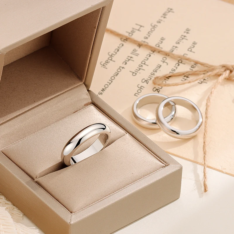 Classic Simple Design 999 Sterling Silver Ring Round Smooth Ring For Women Men Fine Jewelry Engagement  Wedding Gift
