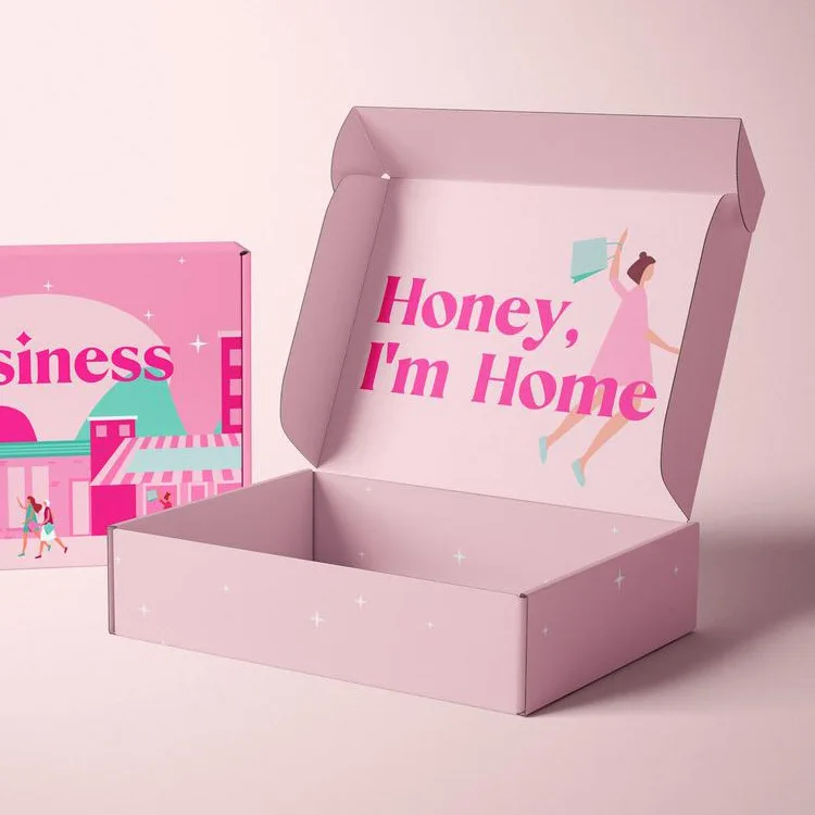 Custom Brand Logo Design Printed Recycled Folding Mailer Packaging Paper Mailing Case Corrugated Shipping Delivery Aircraft Box