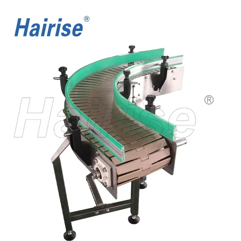 Hairise 20% cost saving flat top plastic miniature chain plate conveyor