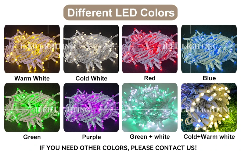 Commercial Custom 10m Holiday IP65 Waterproof Xmas Christmas Outdoor Tree decor White Rubber Cable Wire LED Fairy String Light