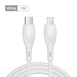 Kuulaa 1M 2M Durable Soft Liquid Silicone PD 27W Lighting To Type-C Cable PD27W Charging Cable For iPhone 12