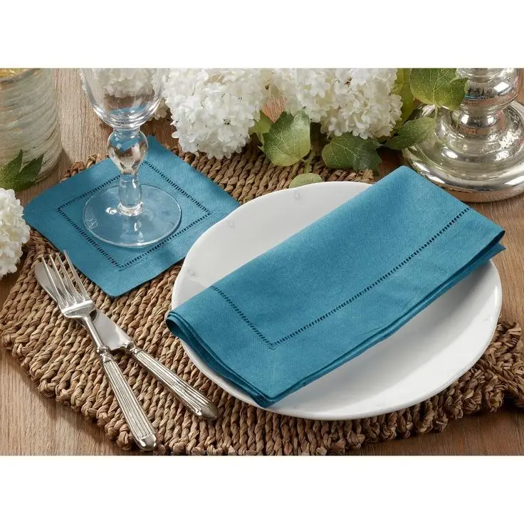 natural european french 100% pure linen hemstitch cocktail napkin stonewash customize embroidery
