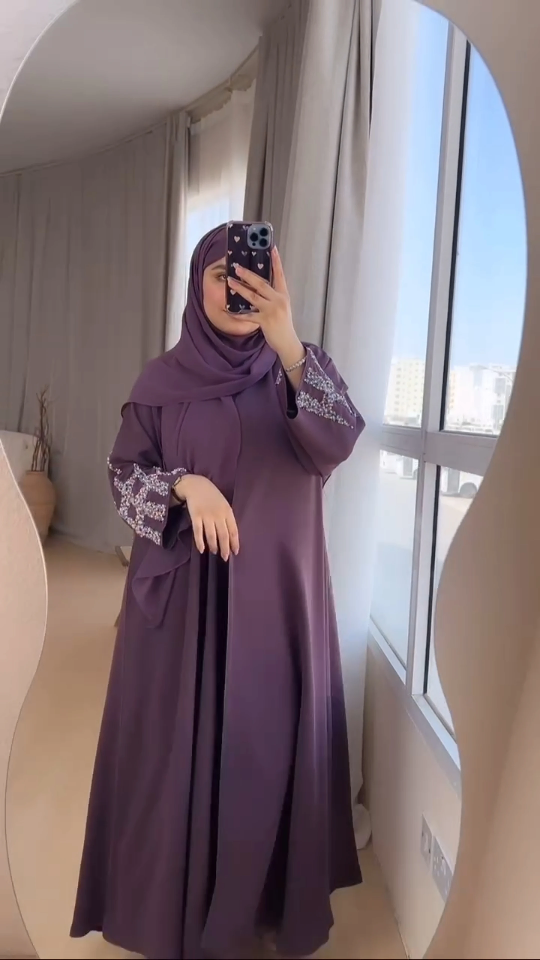 Four Season Women Islamic Clothing Abaya Wholesale Women White Dot Arab Kaftan Long Sleeve Maxi Dress Ethnic Islamic Clothing