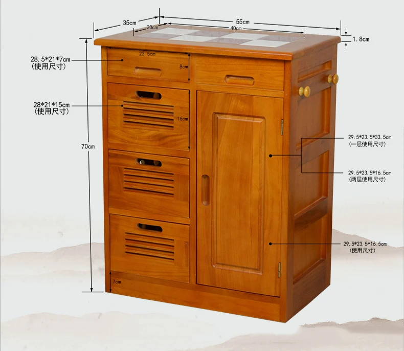 Wooden Spice Modern Dining Room Kitchen Storage White Sideboard Cabinet