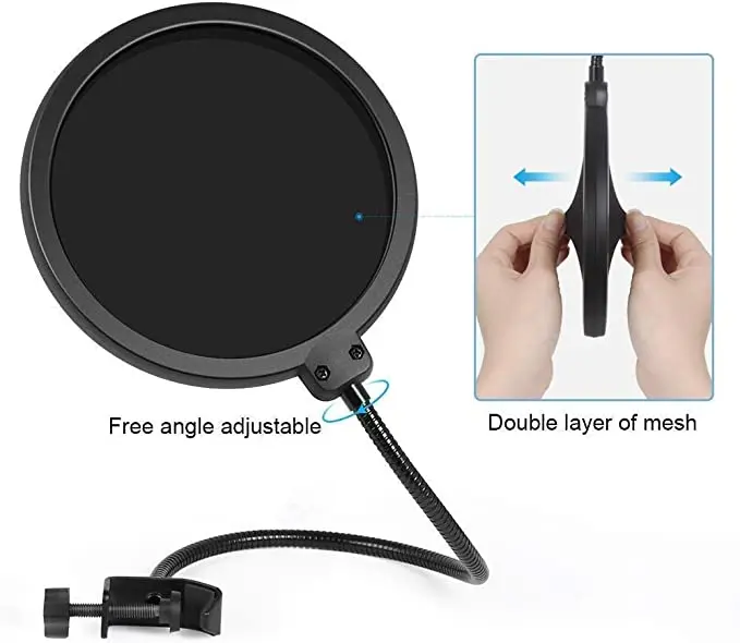 Подставка для микрофона регулируемая подвеска-штанга ножничная подставка с винтовым адаптером 3/8-5/8 дюйма Противоударное Крепление поп-фильтр ветрового стекла