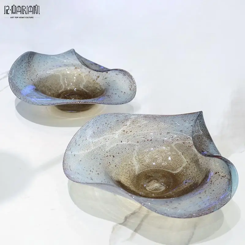 New Designs Colored irregularly Glass Salad Luxury Tray Decorative Bowl For Home Decor