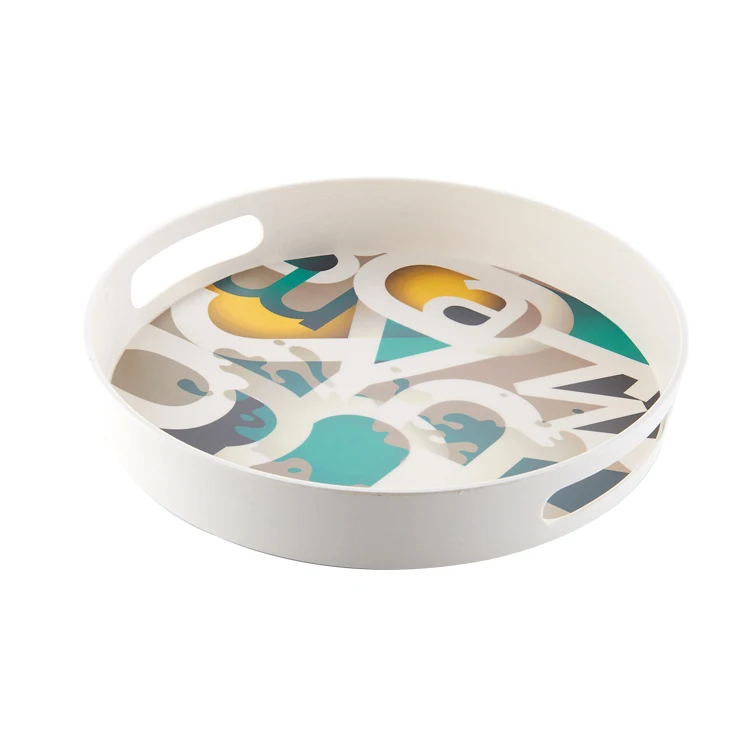 2020 Набор бамбуковых сервировочных лотков с ручкой с принтом на заказ для отеля ресторана