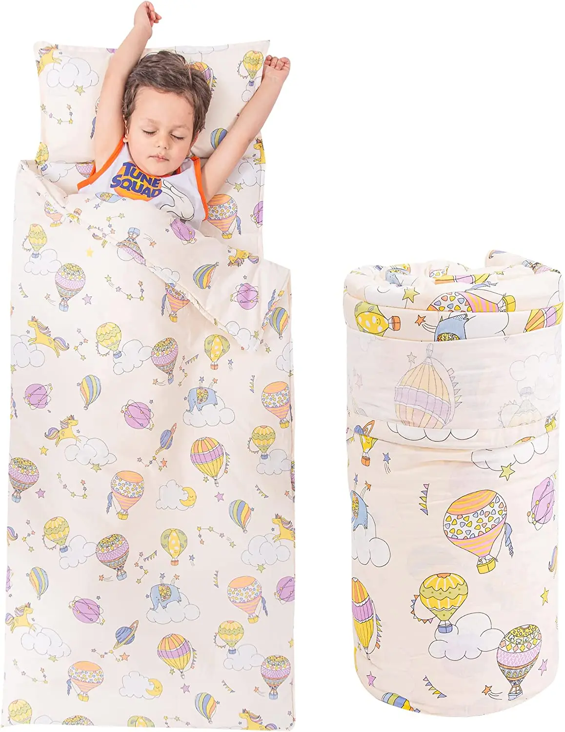 Toddler Nap Mat for Daycare with Carry Bag,Kids Sleeping Bag with Pillow and BlanketInches, Preschool Kindergarten Sleepovers