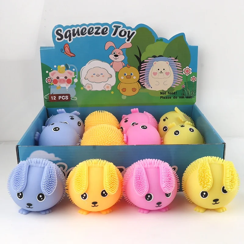 Puffer Toy Easter Led Rabbit Ball Toy Kids Light Up Glowing Bunny Vent Toy Rabbit Slow Rising Relaxation Ball Party Favor