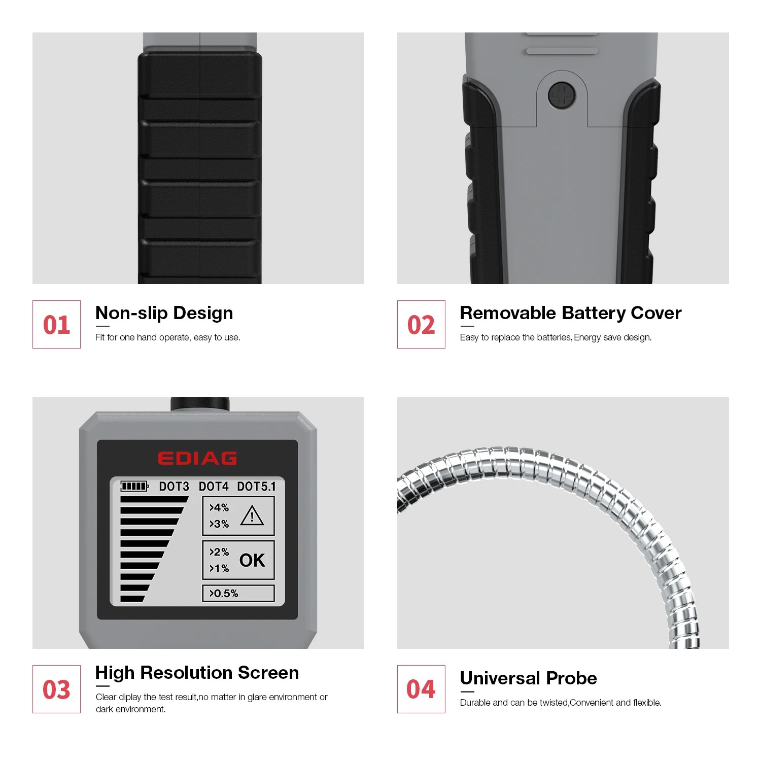 Ediag BF200 Universal Oil Quality check tool With 5 LED Car DOT3 dot4 dot5.1 BF 200 brake fluid Tester