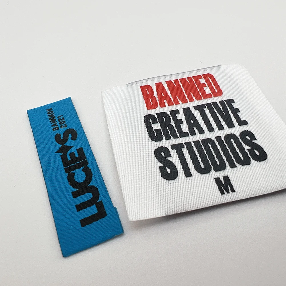 Customized Printed Cotton Woven Wash Main Label Sticker Seal Tag For Clothes/ Garment/ Swimsuit