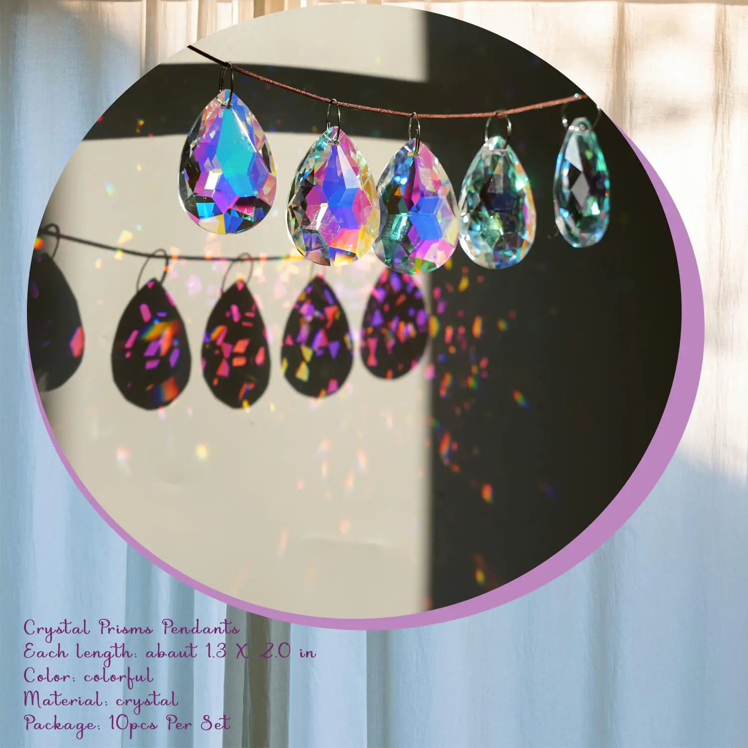 Colorful ab chandelier crystal prisms hanging pendants 50mm Chandelier Crystal Prisms Pendants