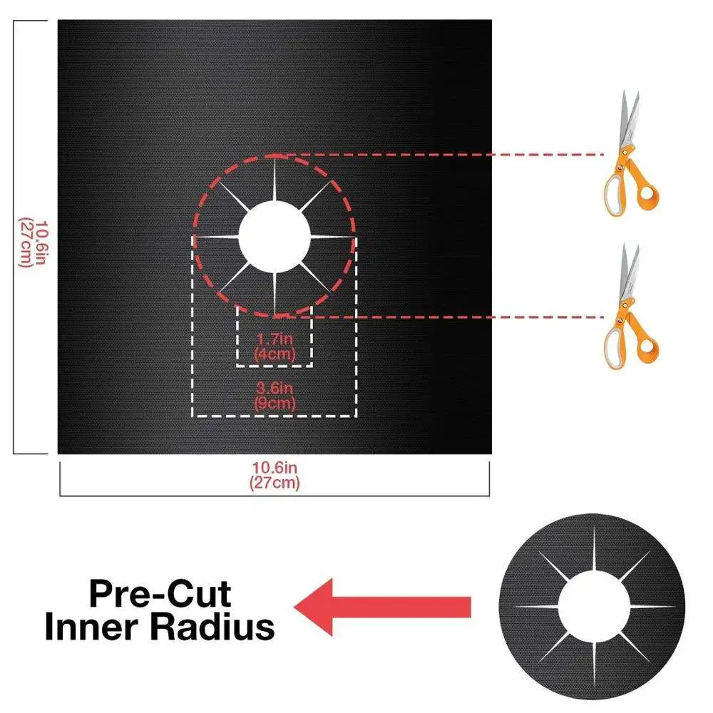 Reusable Easy To Clean Non-Stick Stovetop Burner Liners Heat Resistant Stove Burner Covers Gas Range Protector
