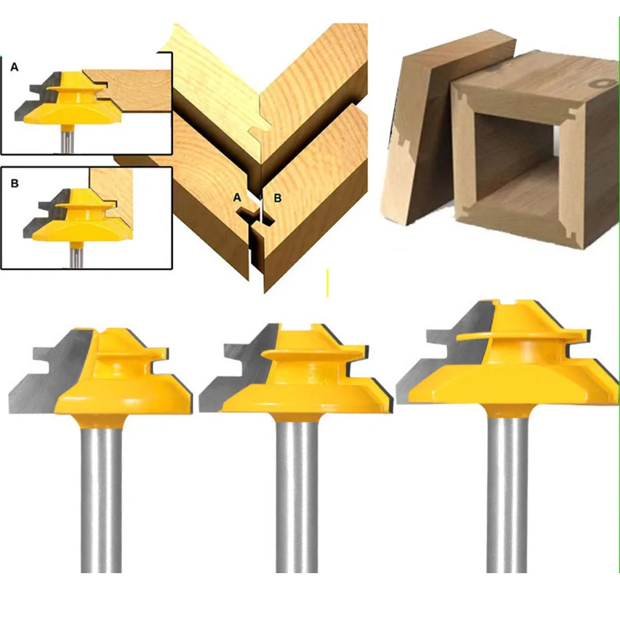 Alloy Knife Woodworking Trimmer Line 90 Degree Right Angle Cutter Milling Machine 45 Degree Mortise and Tenon Woodworking Router