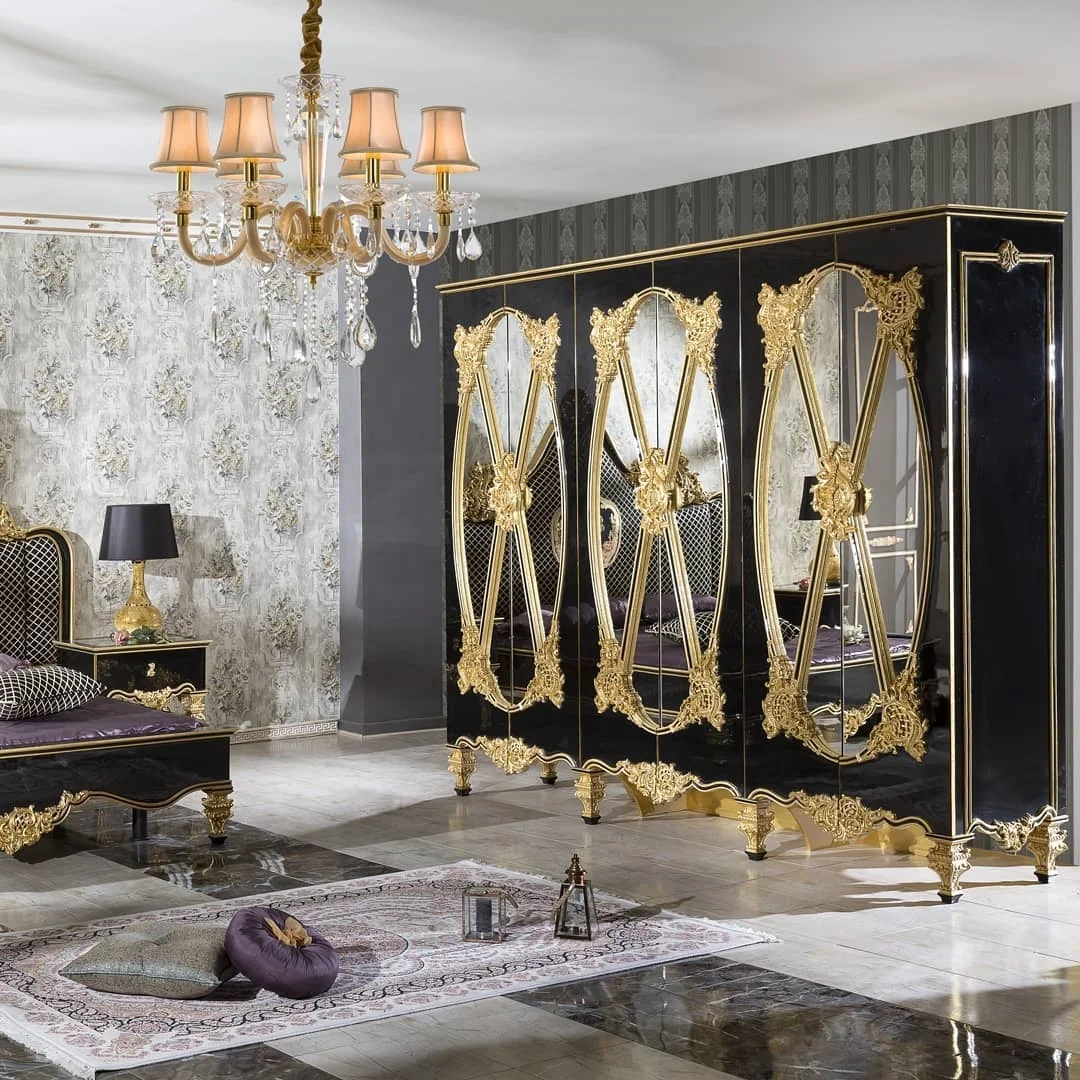 European Modern Style Bedroom Furniture Set Beautiful Luxury Wooden Bedroom Set