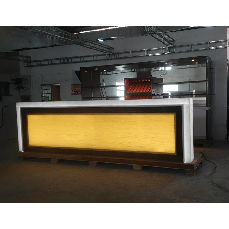 
Top quality CE customized bar table LED bar counter solid surface restaurant bar counter design 