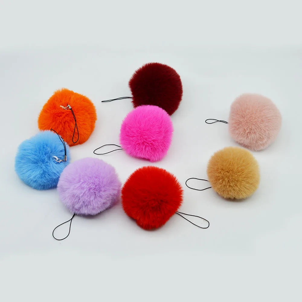 Cheap 8cm Fluffy Soft Faux Rabbit Fur Ball Car  Pompom Key Chains  holder Women Bag Pendant Jewelry Gifts phone decoration