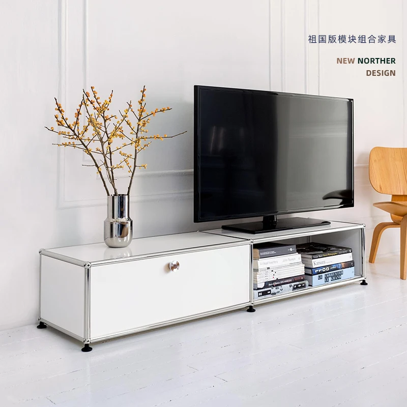 nordic modern 4 doors metal stainless steel DIY cabinet modular furniture for living room bedroom storage cabinet with caster