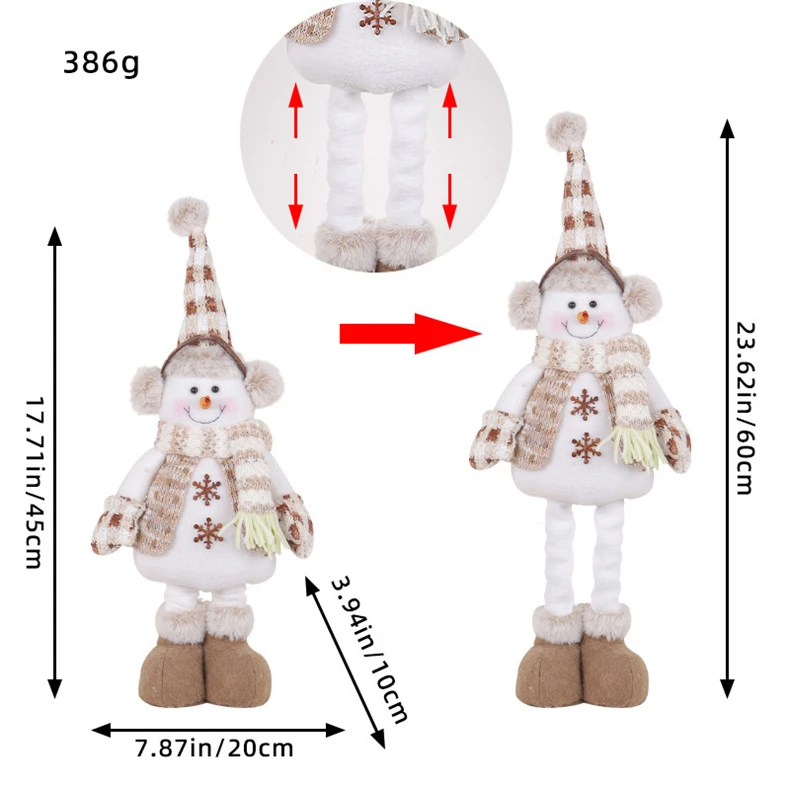 Manufacturer wholesale window scene decoration ornaments knitted elk snowman telescopic christmas doll
