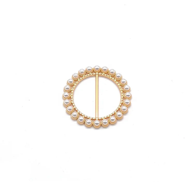 Champagne gold rhinestone metal scarf buckle round slide buckle for decoration/invitation