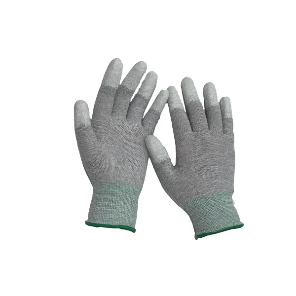 ESD Pu Palm Fit Gloves Finger Coated Work Gloves Esd Carbon Fiber ESD PU Top Fit Glove for Electronical Product Line