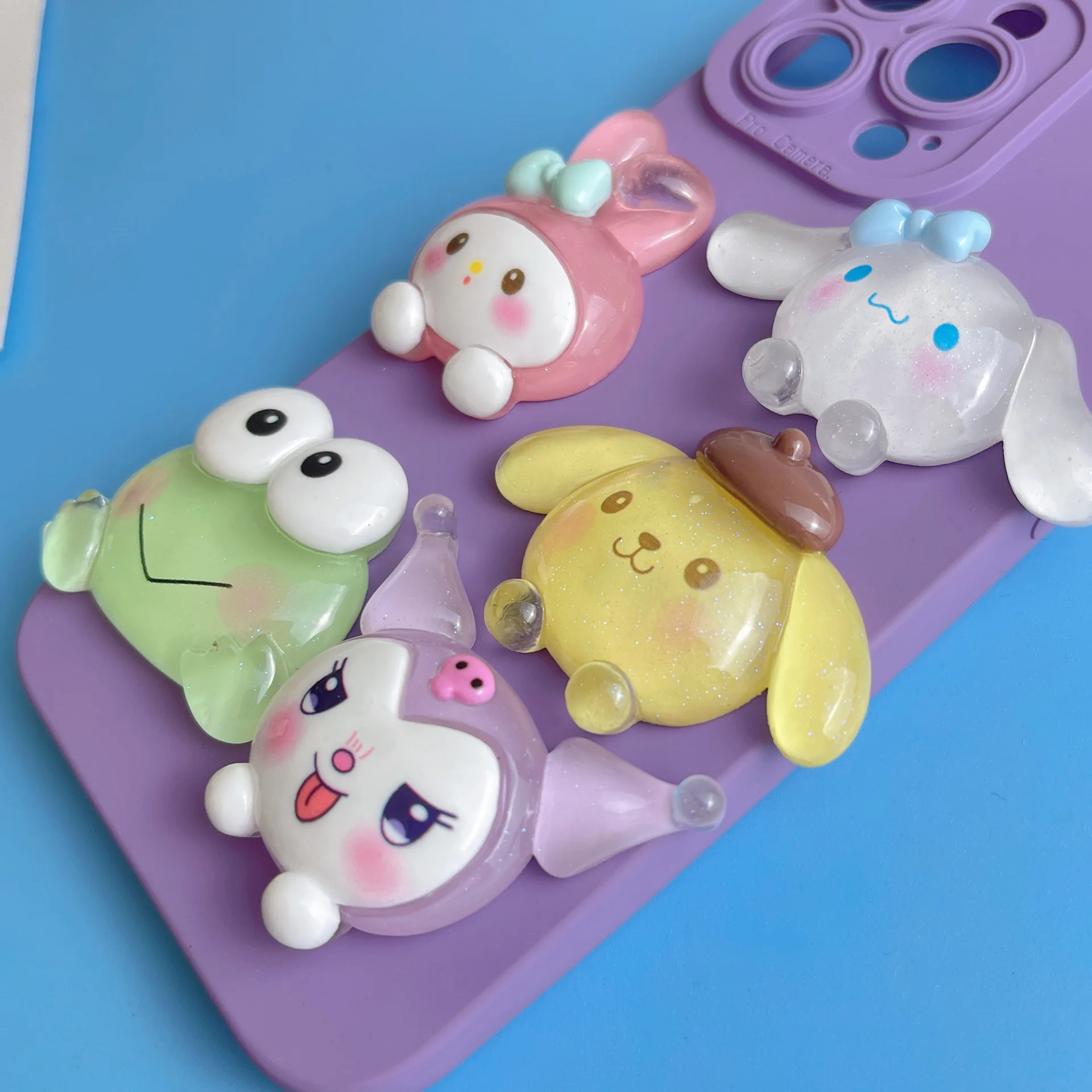 Большой Шарм из смолы Sanrio мультяшный светящийся в темноте Мелодия Kitty Kuromi Keroppi Diy Декор для телефона
