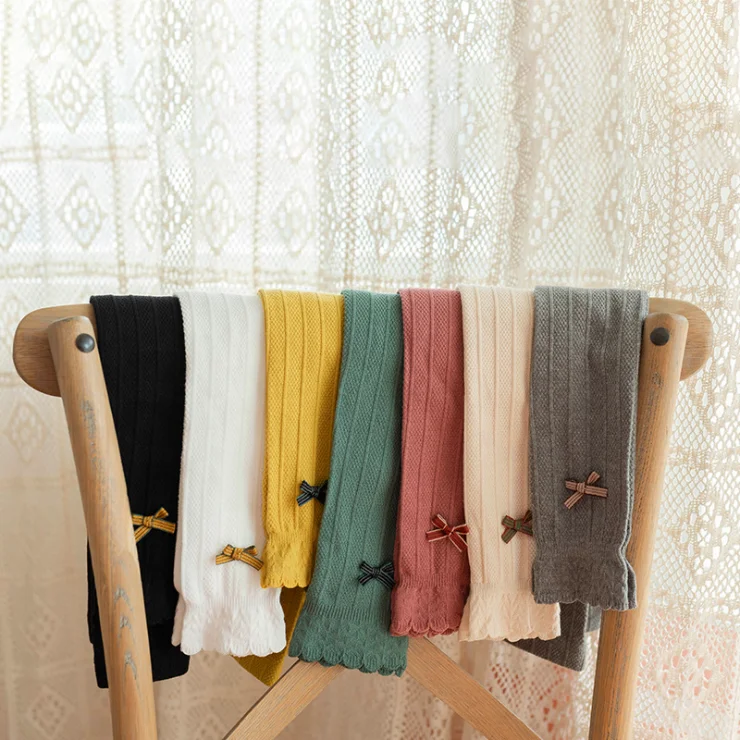 1 Pair Hot Selling Organic Cotton Rich Plain Cream Color Toddler Baby Girls knit Pantyhose/Tights