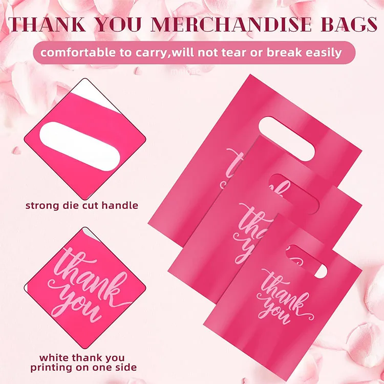 Black Pink Biodegradable Clothing Plastic Packaging Bag Custom Logo Printed Retail Luxury Plastic Shopping Bags With Handle