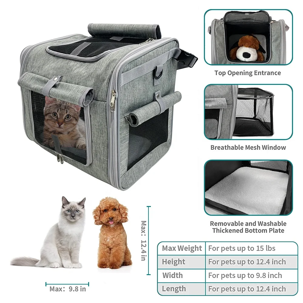 Dog Bike Basket Expandable Soft-Sided Pet Carrier Backpack for Medium Bicycle Pet Carrier
