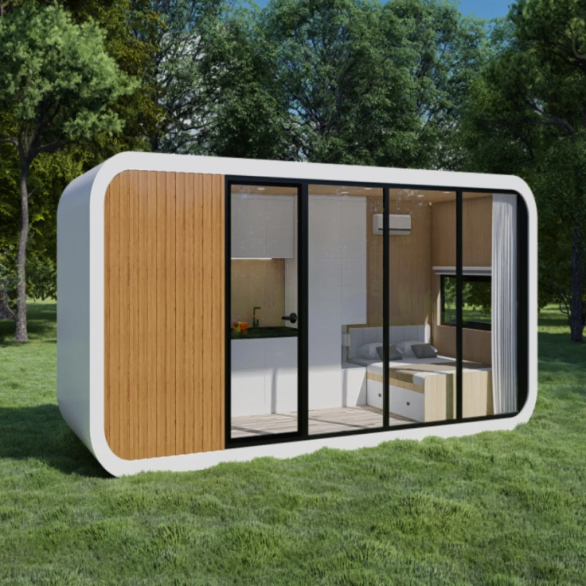 High Quality Portable 2 Bedroom Apple Cabin Steel Prefabricated Home Environmental Protection Extendable for Outdoor Application