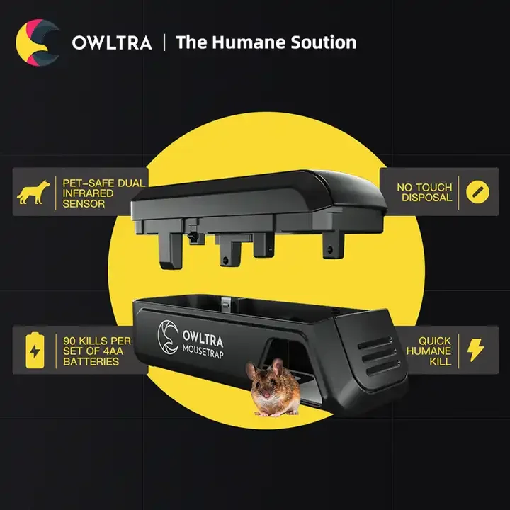 [OWLTRA] Quick Domestic Effective Mousetrap Lightweight Electric Rat Killer Trap No Poison Electronic Plastic Mouse Trap