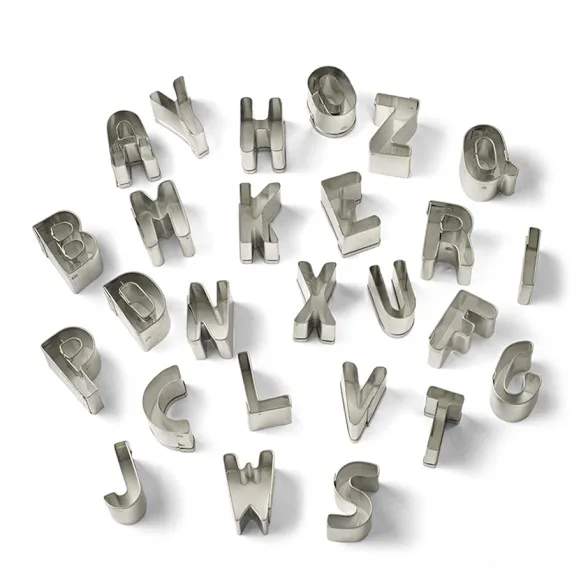 26PCS Stainless Steel Cookies Cutter With Cake Decorating Mini Alphabet Cake Biscuit Plunger Mold fondant cutters