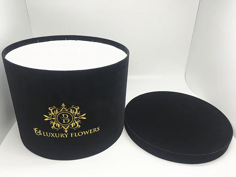 China Manufacture Wholesale Custom Luxury flower gift packaging round velvet hat box paper flower gift box