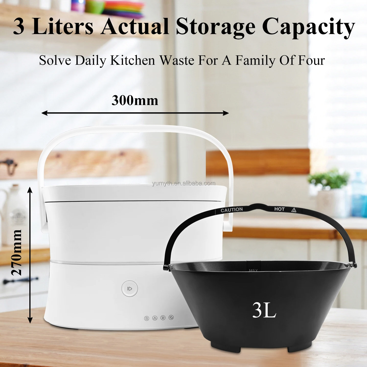 Odor Prevent Filter 3L Auto Reverse & Forward Heat Cycling Tech Kitchen Food Garbage Composter