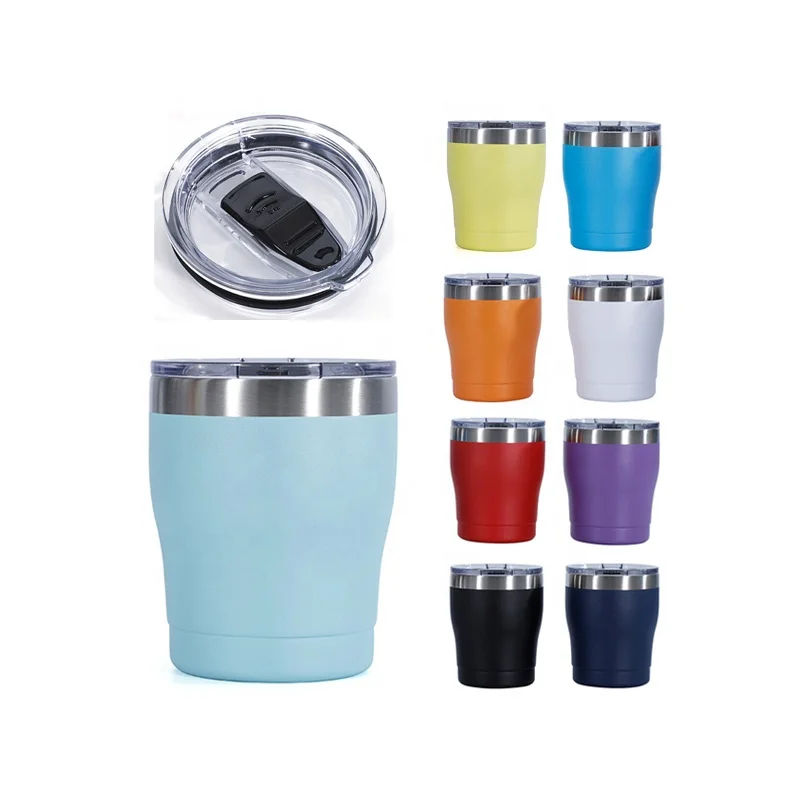 Double walled 10oz stainless steel tumblers insulated coffee mugs with lid stainless steel milk cup
