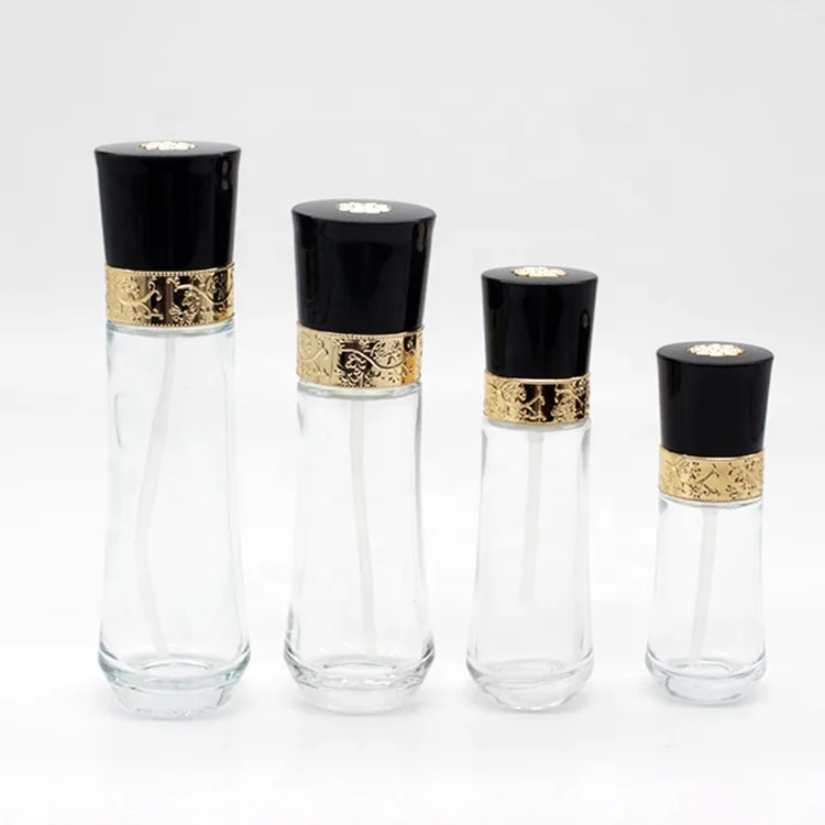 Wholesale 40ml 60ml 100ml 120ml Mini Gold Empty Perfume Glass Bottle Fancy Vintage With Gold Black Cap in Dubai