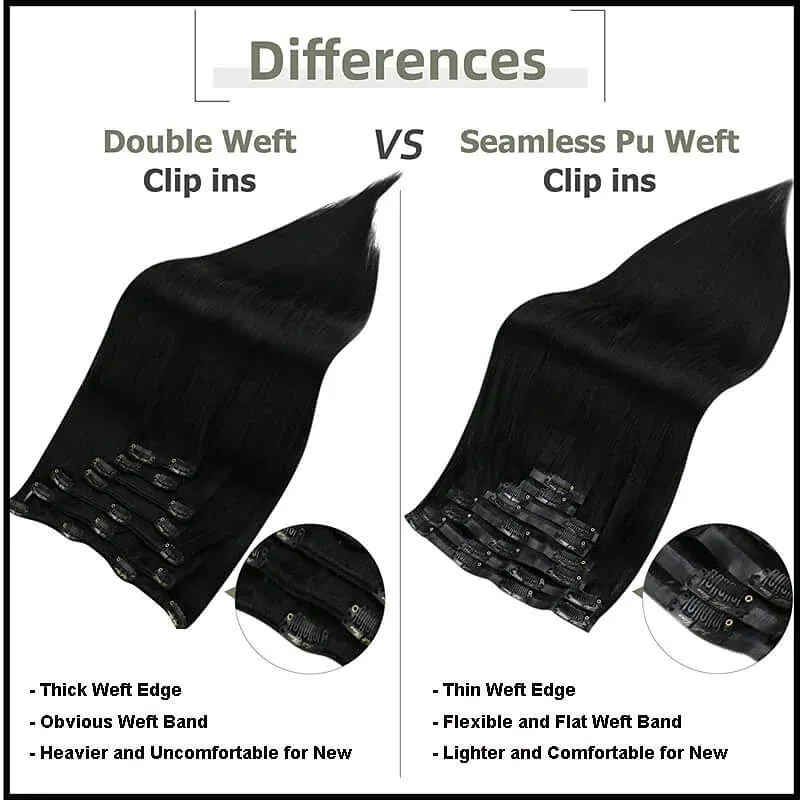 Raw seamless clip in hair extension curly unprocessed 100% Raw human hair Clip in Hair Extension Kinky Straight