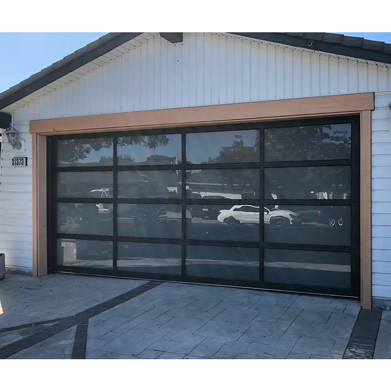 Hihaus custom modern automatic sectional double glass garage door aluminum