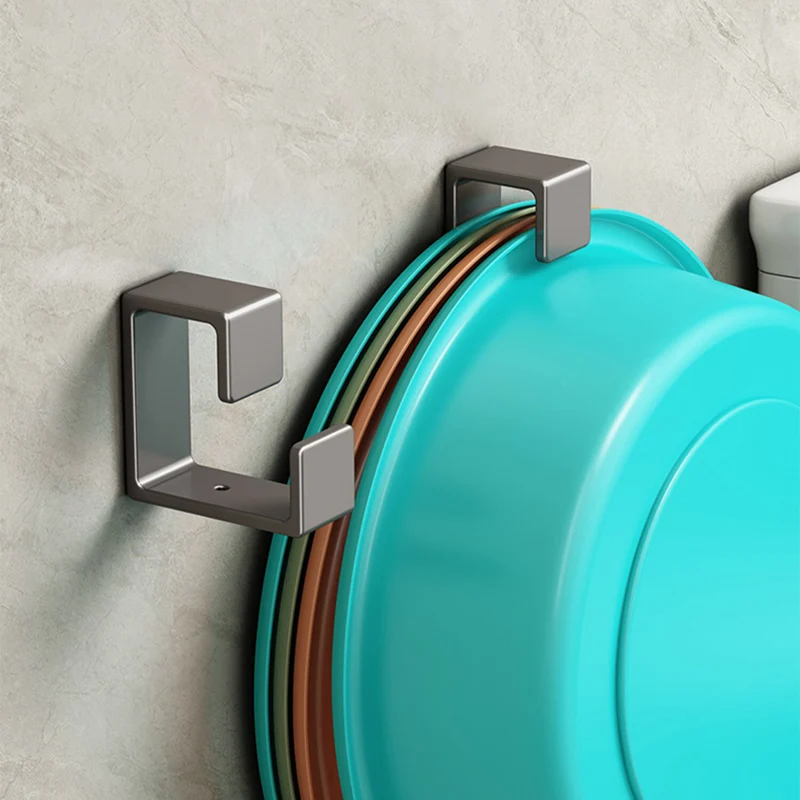 2023 New grey Adhesive Washbasin Hook Toilet Basin Storage Rack Multifunctional Wall Mounted Lantern Hooks washbasins bathroom