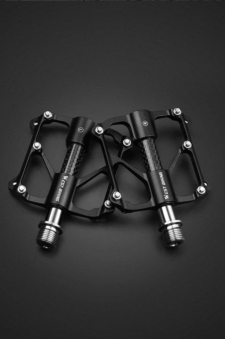 Triple Perrin Durable Alloy Steel BMX Road & MTB Pedals Carbon Fiber Axle with Titanium Bushings Folding Feature for Use on Road