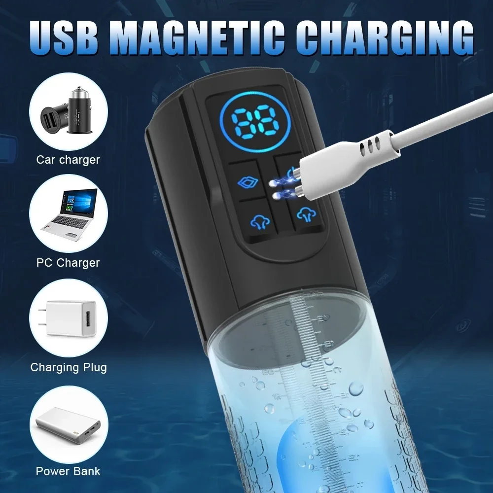 Waterproof Penile Enhancer Exerciser Electric Penis Pump Sex Toy for Men Masturbator Adult Male Penis Enlargement Vacuum Pump