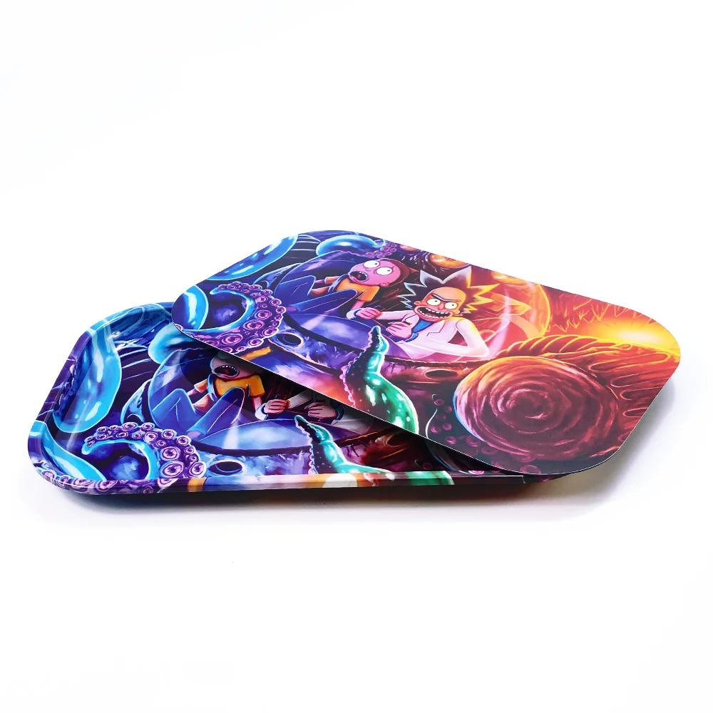 Wholesale Custom Logo Smoke Metal Herb Tray Custom Rolling Tray high quality tin Serving Tray with Magnetic Lid